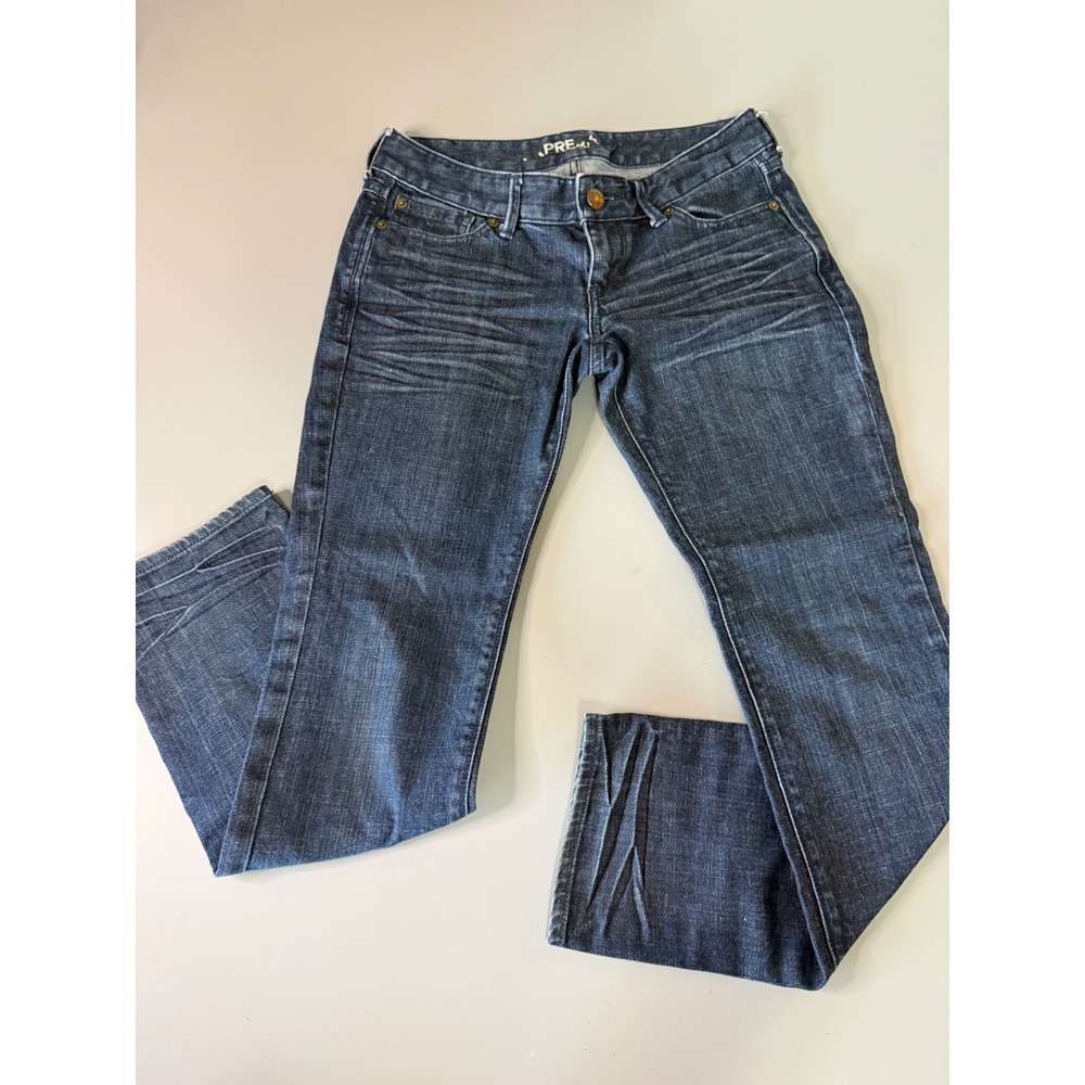 Express Womens Dark Wash Straight Leg Denim Jeans Size 4S Short Low Rise 55285
